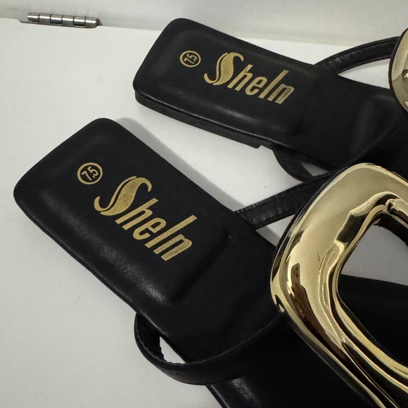 Black and Gold Sandals - Picture 3 of 3